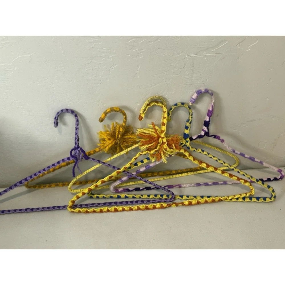Vintage Lot of 6 Vintage Retro Crochet Yarn Coat Hangers